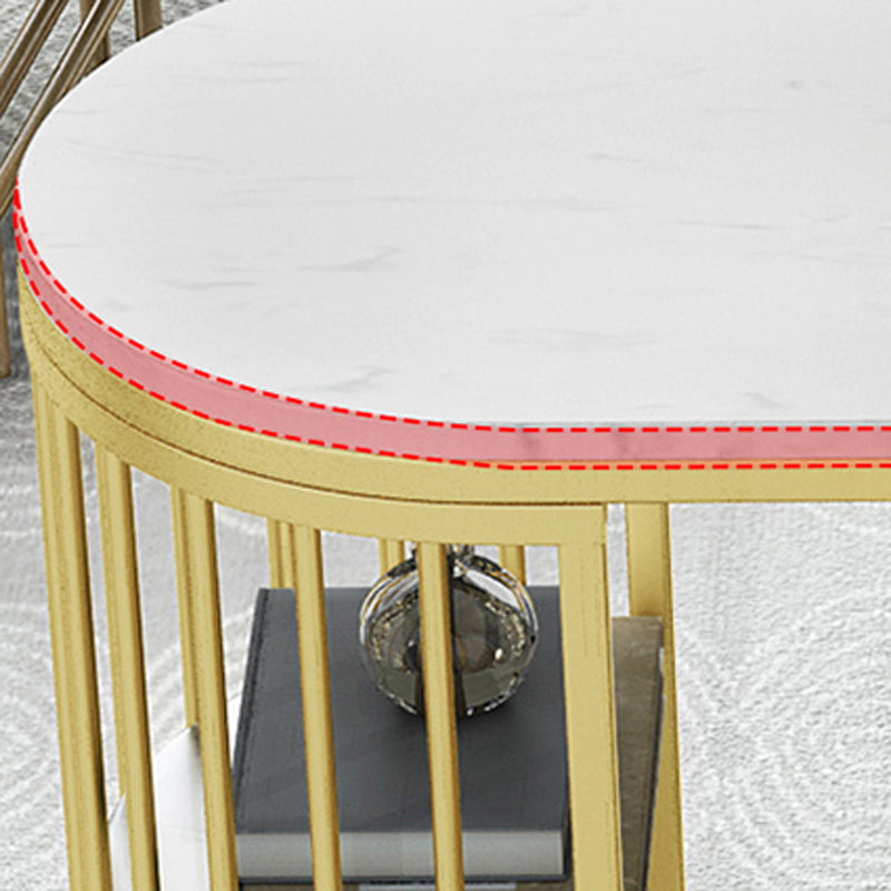 Glam 1/3 Pieces Bar Table Set Stone Counter Table with High Stools for Living Room