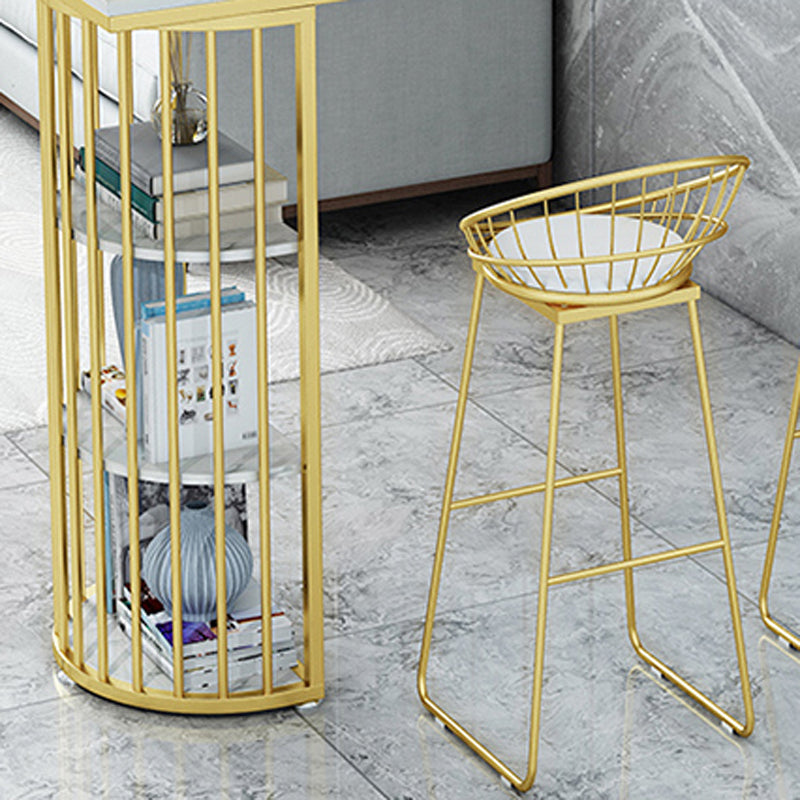 Glam 1/3 Pieces Bar Table Set Stone Counter Table with High Stools for Living Room