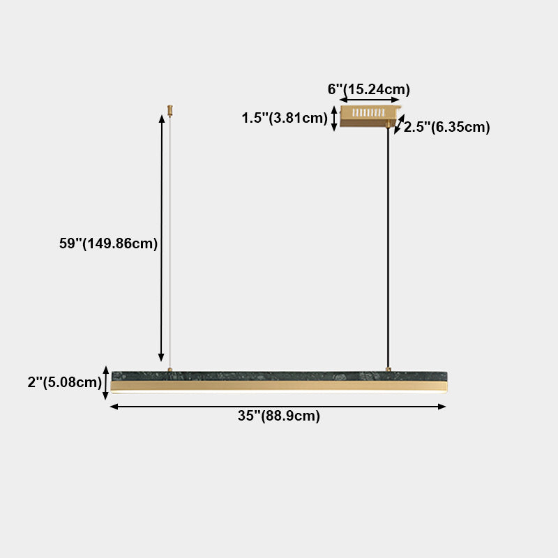Modern Style Linear Hanging Pendant Light Metal One Light Pendant Light Fixture