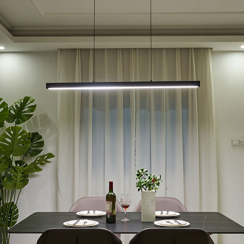 Black Aluminum Island Light Fixtures Modern 1-Light Linear Restaurant LED Hanging Lamps