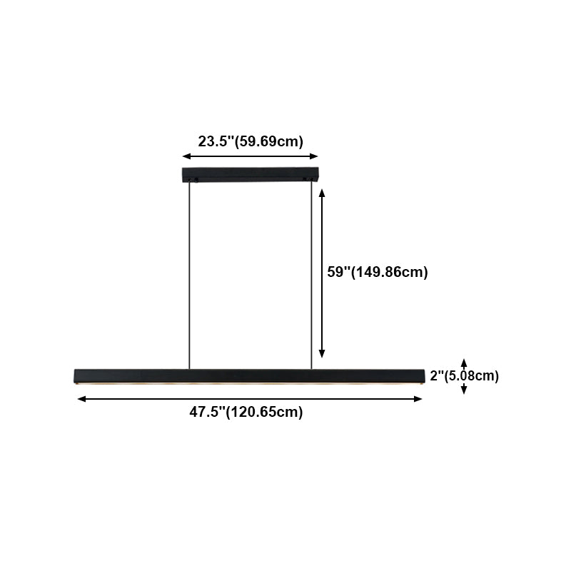 Black Aluminum Island Light Fixtures Modern 1-Light Linear Restaurant LED Hanging Lamps