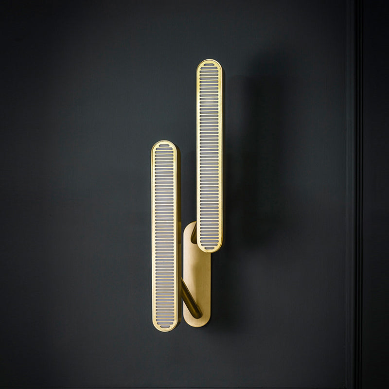 Modern Style Brass Wall Light Oval Shape Gold LED Wall Sconce for Living Room