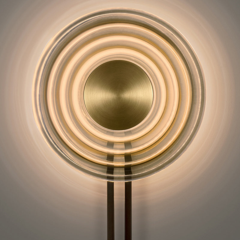 Round Shade Metal Wall Sconce Modern Style Single Light Wall Lighting Fixtures in Amber