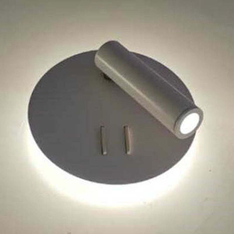 1 Light Round Wall Sconces Modern Style Metal Wall Mounted Reading Lights