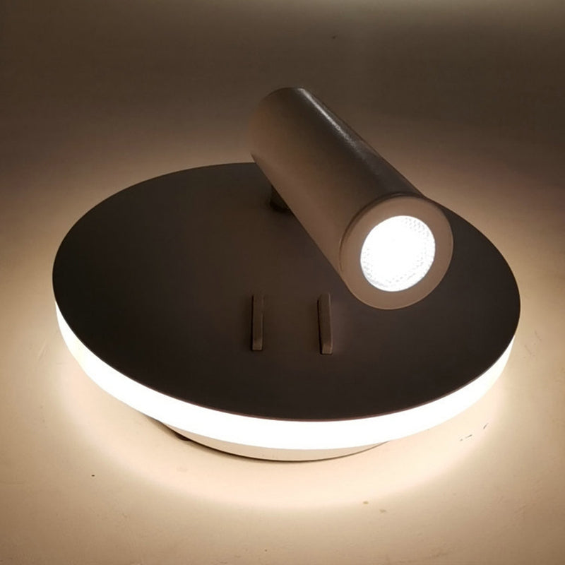 1 Light Round Wall Sconces Modern Style Metal Wall Mounted Reading Lights