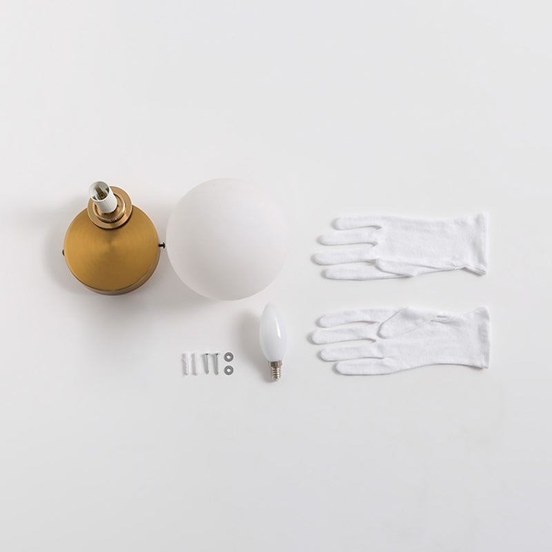 Ball Shade Glass Wall Sconce Modern Style Single Light Wall Mounted Light in Brass