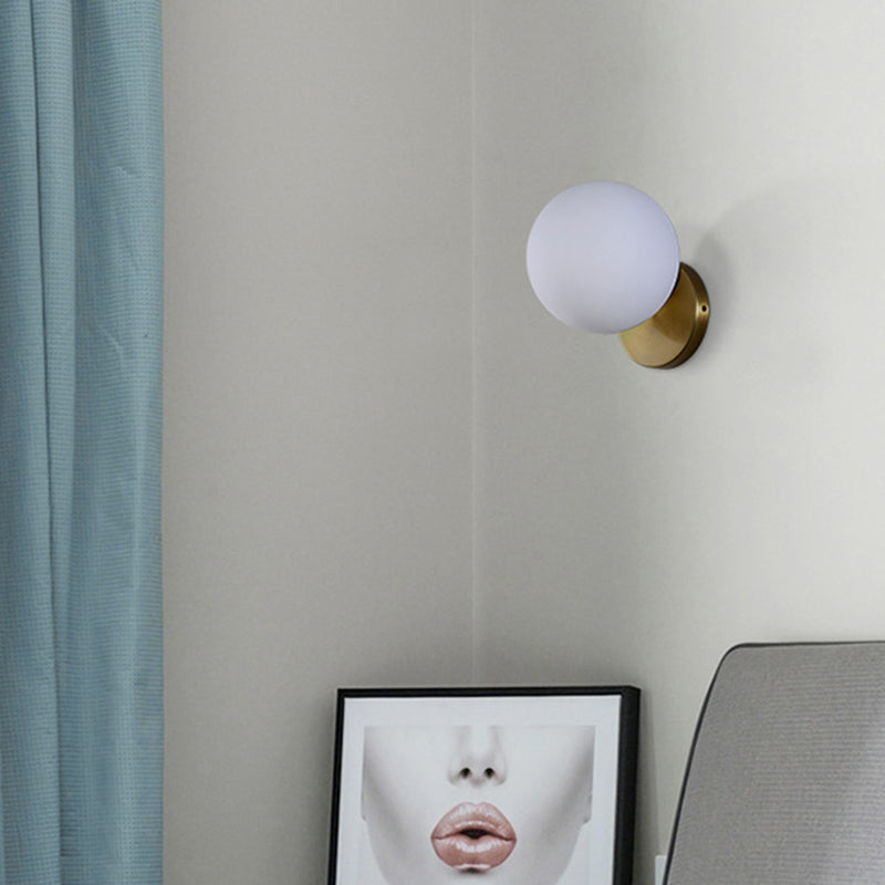 Ball Shade Glass Wall Sconce Modern Style Single Light Wall Mounted Light in Brass