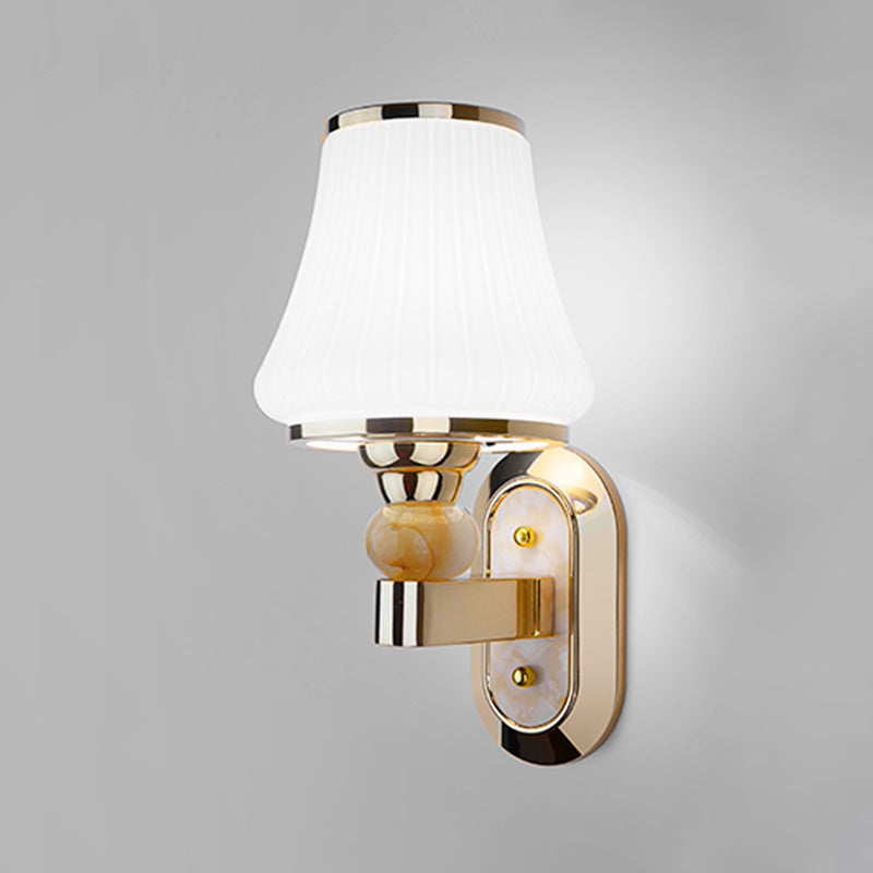 Geometric Shade Glass Wall Sconce Modern Style Multi Lights Wall Mounted Light in Gold