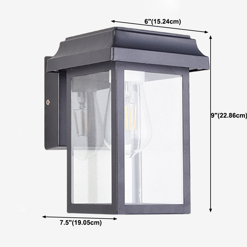 Modern Aluminum Wall Light Black Box Shape Wall Sconce with Glass for Patio