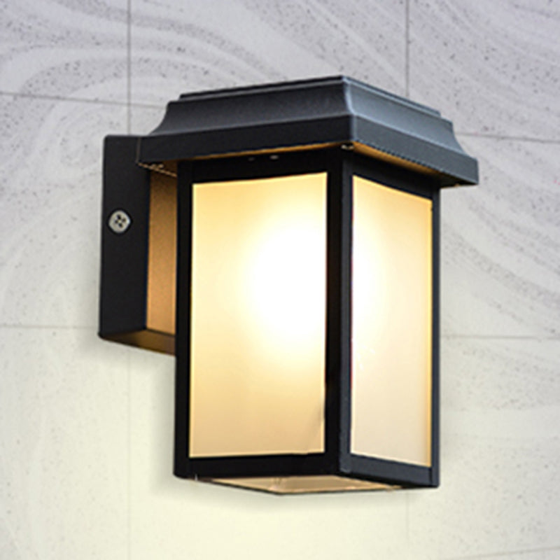 Modern Aluminum Wall Light Black Box Shape Wall Sconce with Glass for Patio