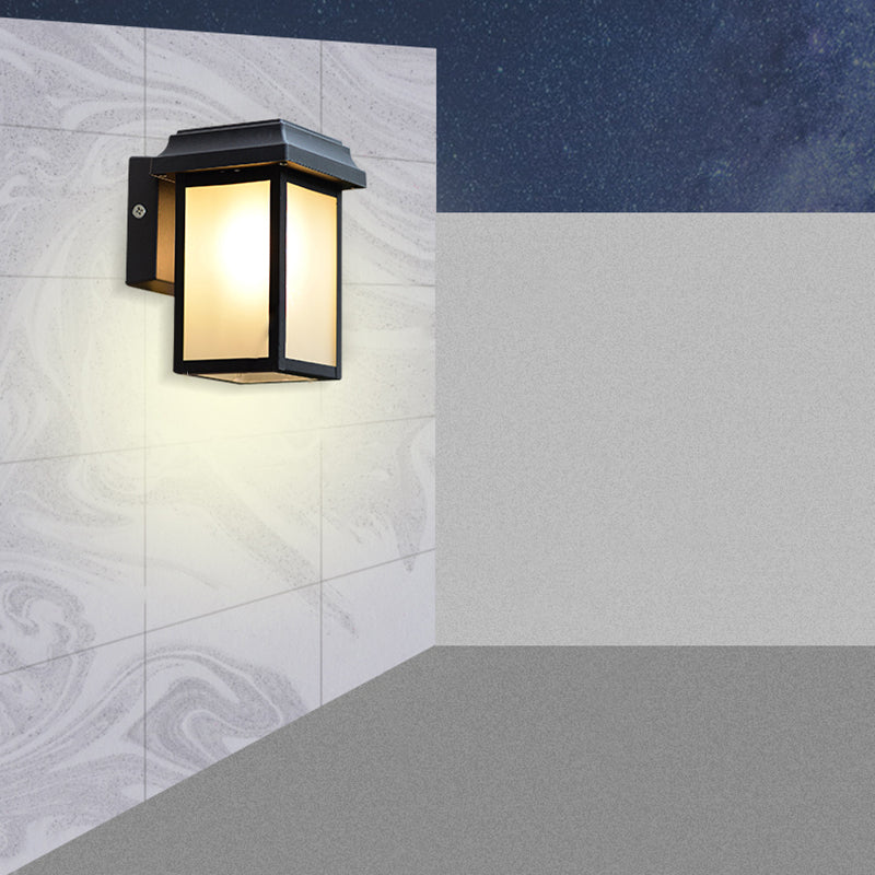 Modern Aluminum Wall Light Black Box Shape Wall Sconce with Glass for Patio