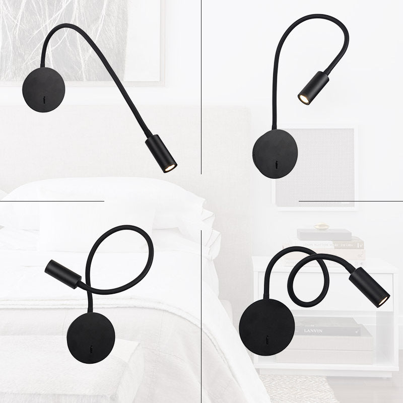 Modern Style Metal Wall Light Round 4" Wide Reading Wall Sconce for Bedroom