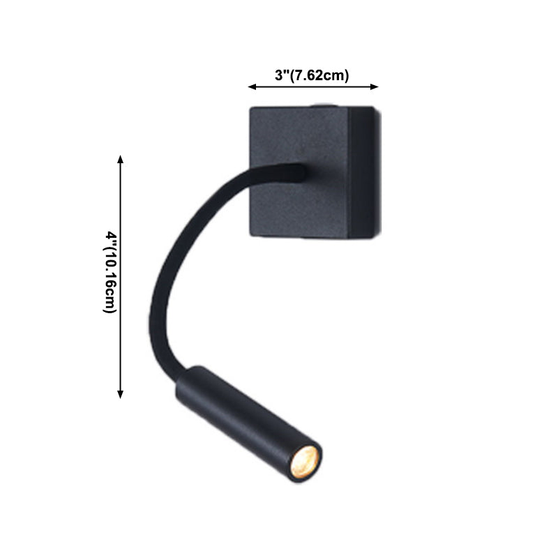 Modern Black Wall Light Square Hose 3" Wide Reading Wall Sconce for Bedroom