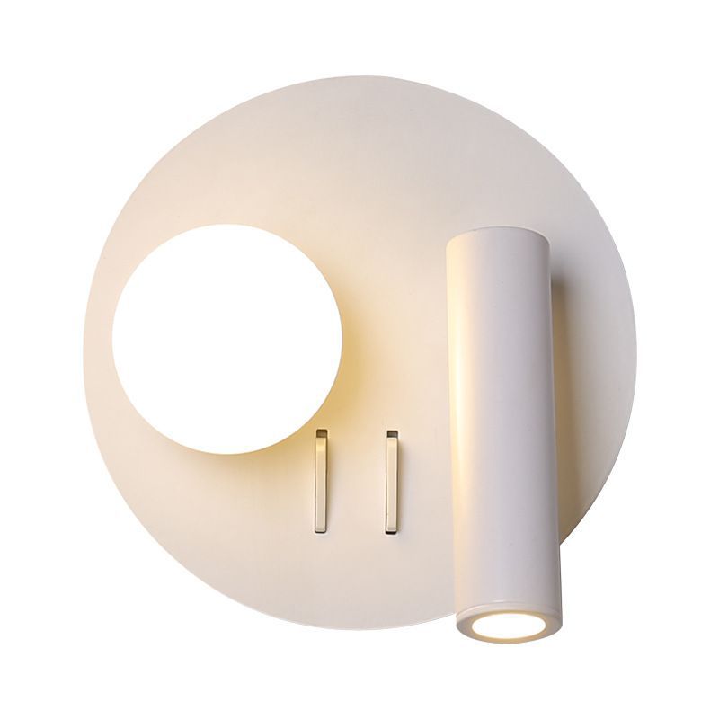2-Lights Modern Metal Wall Light Round 6" Wide Reading Wall Sconce for Bedroom