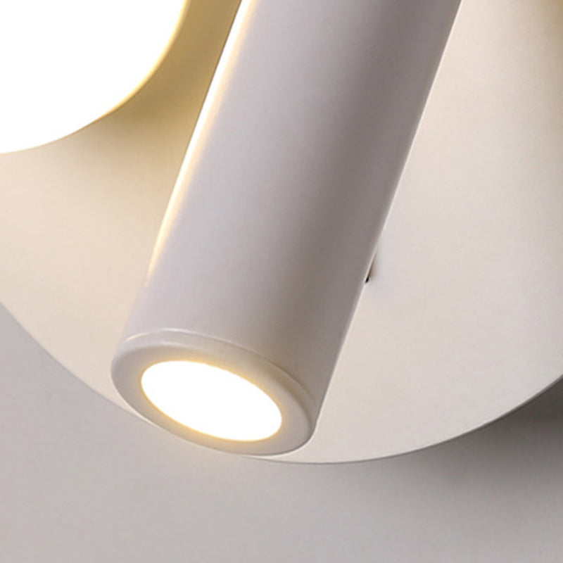 2-Lights Modern Metal Wall Light Round 6" Wide Reading Wall Sconce for Bedroom