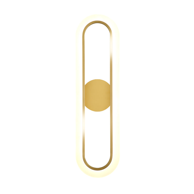 Oval Shade Metal Wall Sconce Modern Style Single Light Wall Mount Lighting in Gold