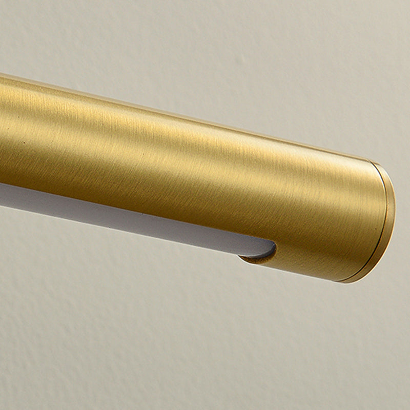 Linear Shade Metal Wall Sconce Modern Style 1-Light Mirror Wall Mount Light in Gold