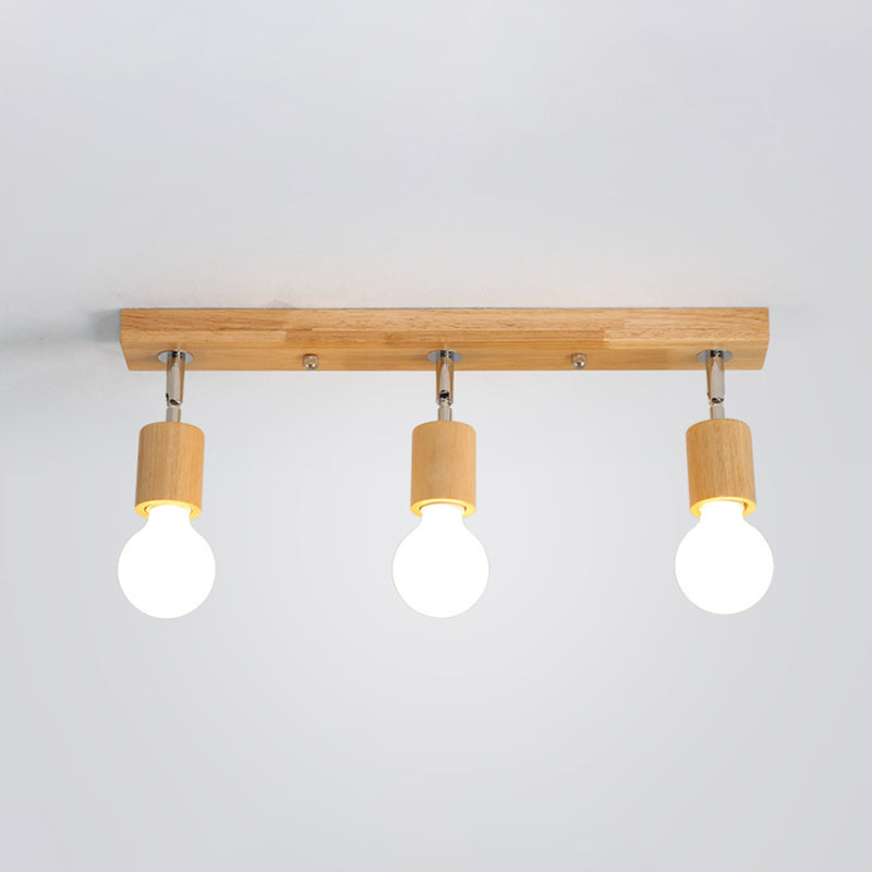 Contemporary Cylinder Flush Light Fixture Wood Flush Mount Lights in Brown