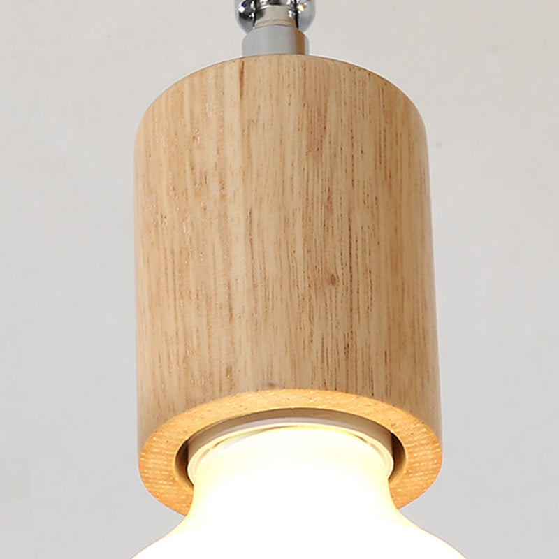 Contemporary Cylinder Flush Light Fixture Wood Flush Mount Lights in Brown