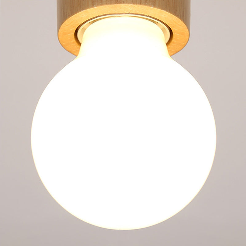 Contemporary Cylinder Flush Light Fixture Wood Flush Mount Lights in Brown