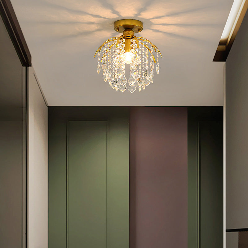 Contemporary Teardrop-Like Flush Light Fixture Crystal 1 Light Flush Mount Lighting