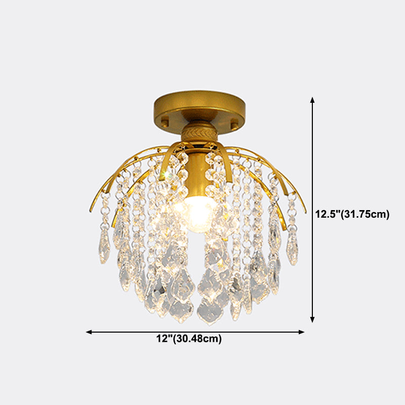 Contemporary Teardrop-Like Flush Light Fixture Crystal 1 Light Flush Mount Lighting