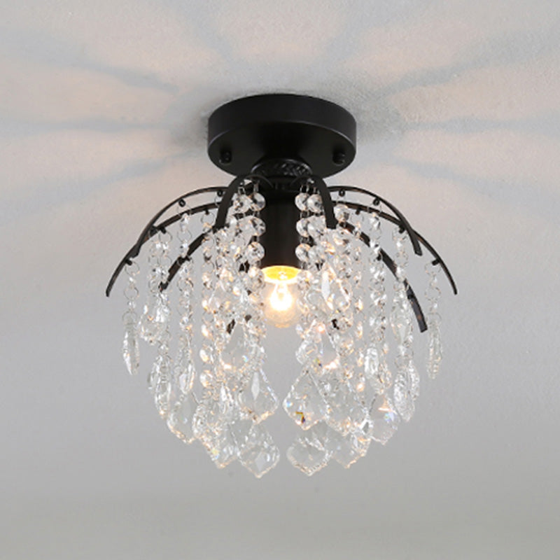 Contemporary Teardrop-Like Flush Light Fixture Crystal 1 Light Flush Mount Lighting