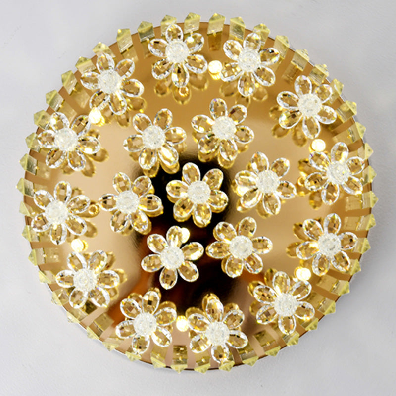 Contemporary Cylinder Flush Light Fixture Crystal 9 Light Flush Ceiling Light