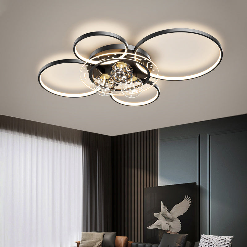 Ball Shape LED Ceiling Lamp Modern Iron 7 Lights Flush Mount for Bedroom Living Room