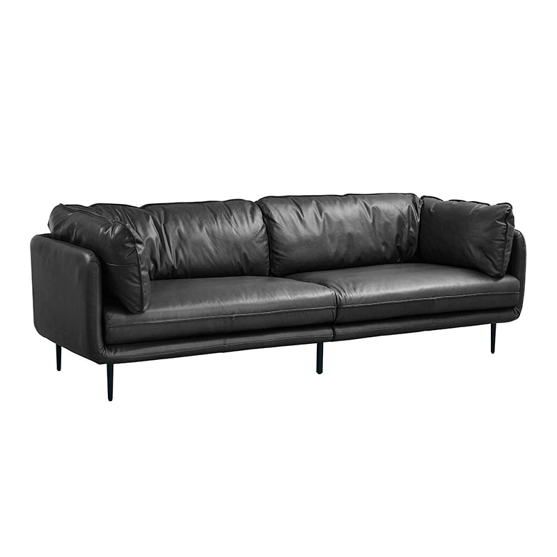 Contemporary Tuxedo Arm Sofa 38.58" Wide Faux Leather Sofa with Loose Back