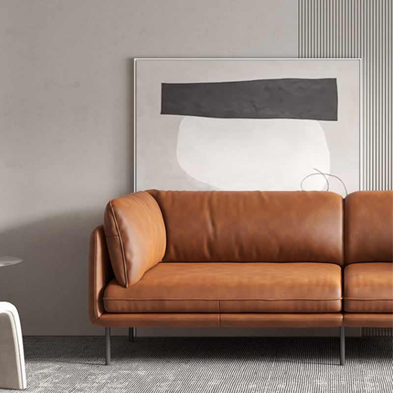 Contemporary Tuxedo Arm Sofa 38.58" Wide Faux Leather Sofa with Loose Back