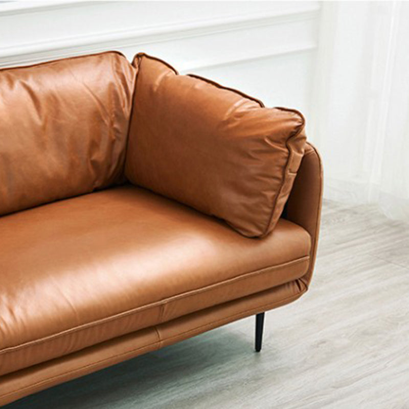 Contemporary Tuxedo Arm Sofa 38.58" Wide Faux Leather Sofa with Loose Back