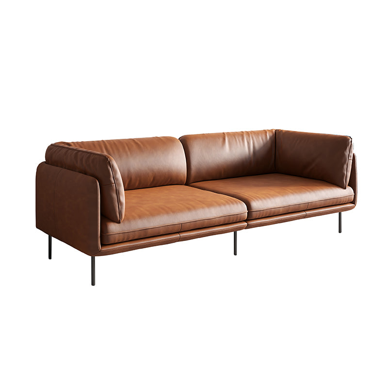 Contemporary Tuxedo Arm Sofa 38.58" Wide Faux Leather Sofa with Loose Back