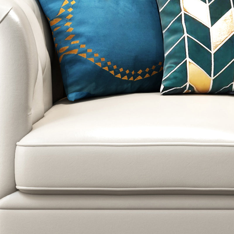 Tufted Rolled Arm Chesterfield Sofa Faux Leather Beige Cushions Sofa