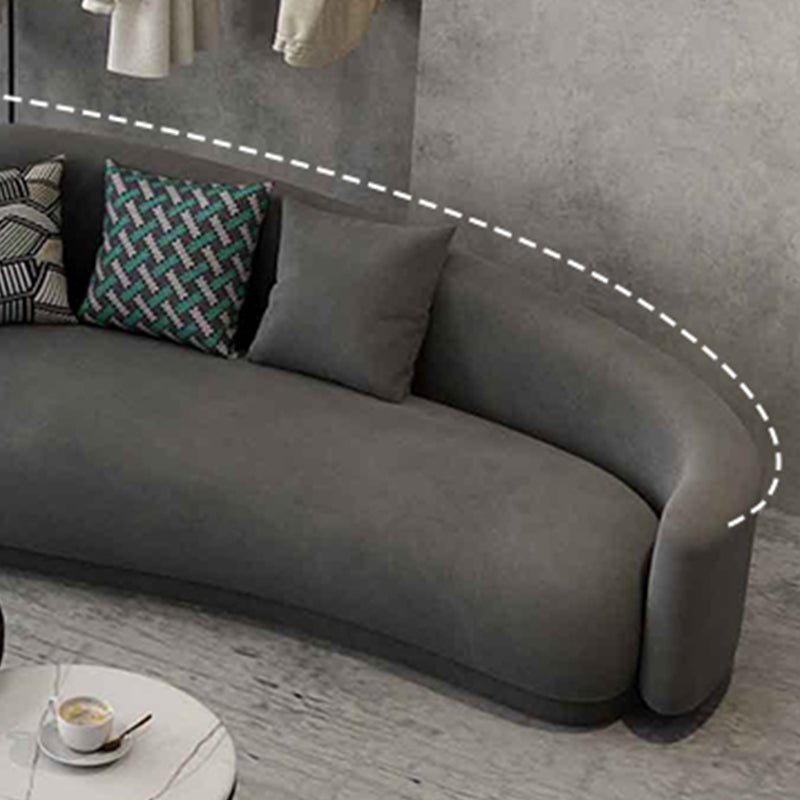 Gray Velvet Tuxedo Arm Sofa Contemporary Sofa for Living Room