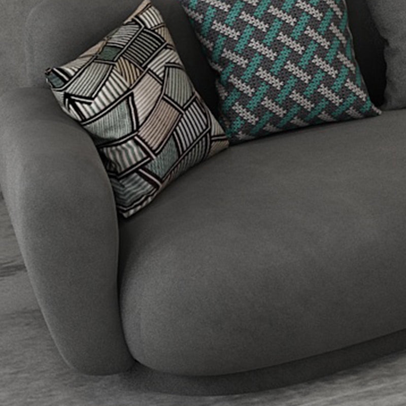 Gray Velvet Tuxedo Arm Sofa Contemporary Sofa for Living Room