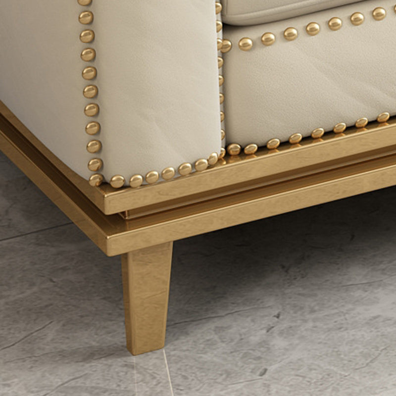 3-Seater Rolled Arm Sofa Chesterfield Tufted 82.68" W Faux Leather Sofa