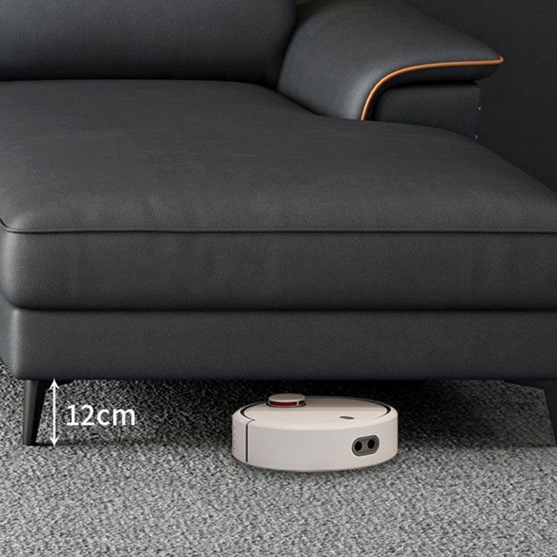 Modern Pillowed Back Faux Leather Sectionals,4-Cushion Sectional sofa, , Dark Grey