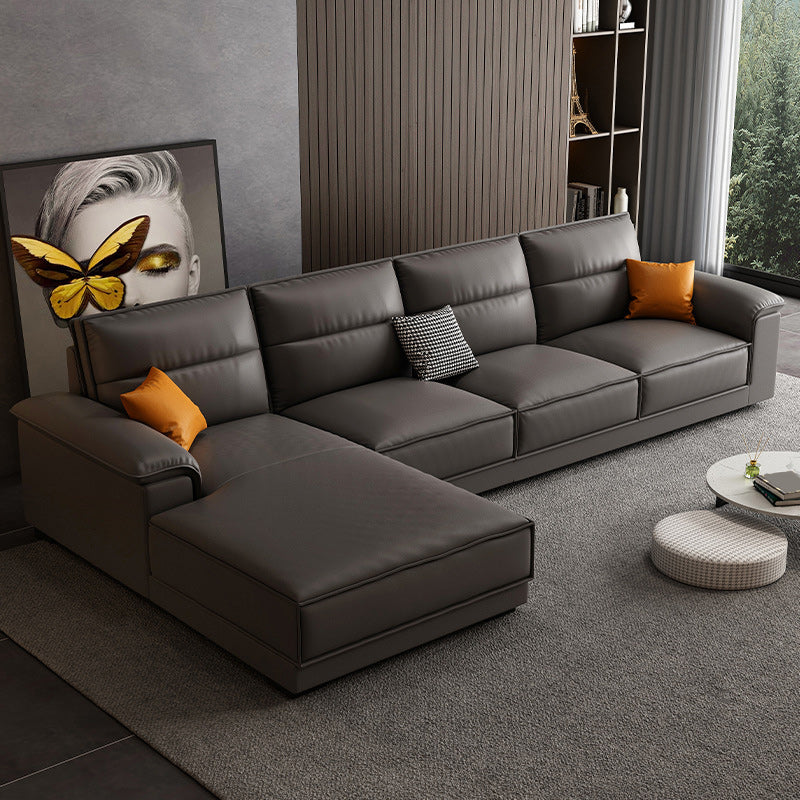 70.87" Faux Leather Pillow Top Arm Sectionals - Grey Sectional Couch