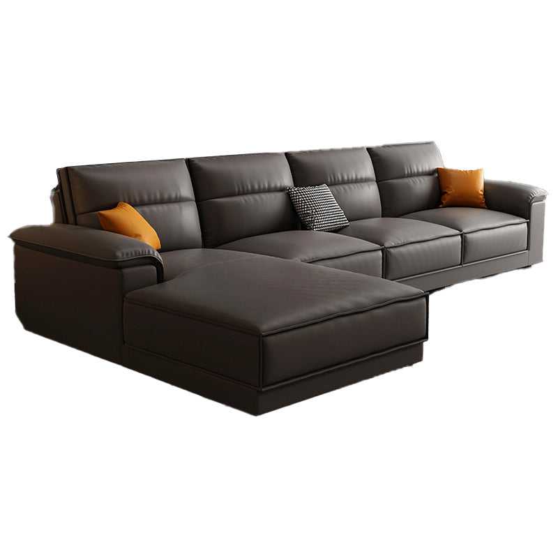 70.87" Faux Leather Pillow Top Arm Sectionals - Grey Sectional Couch