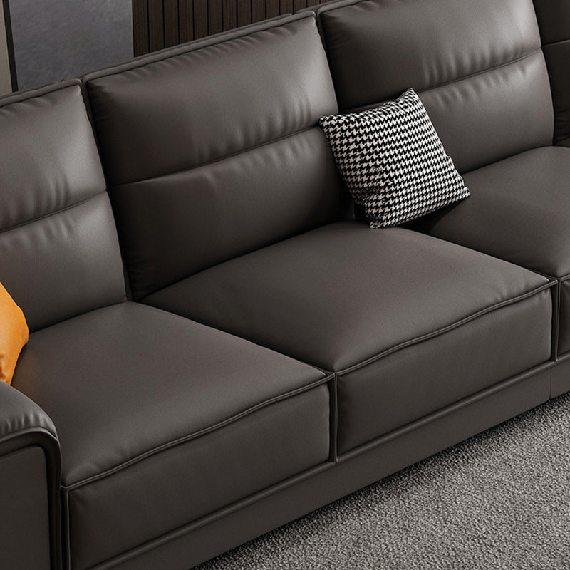 70.87" Faux Leather Pillow Top Arm Sectionals - Grey Sectional Couch