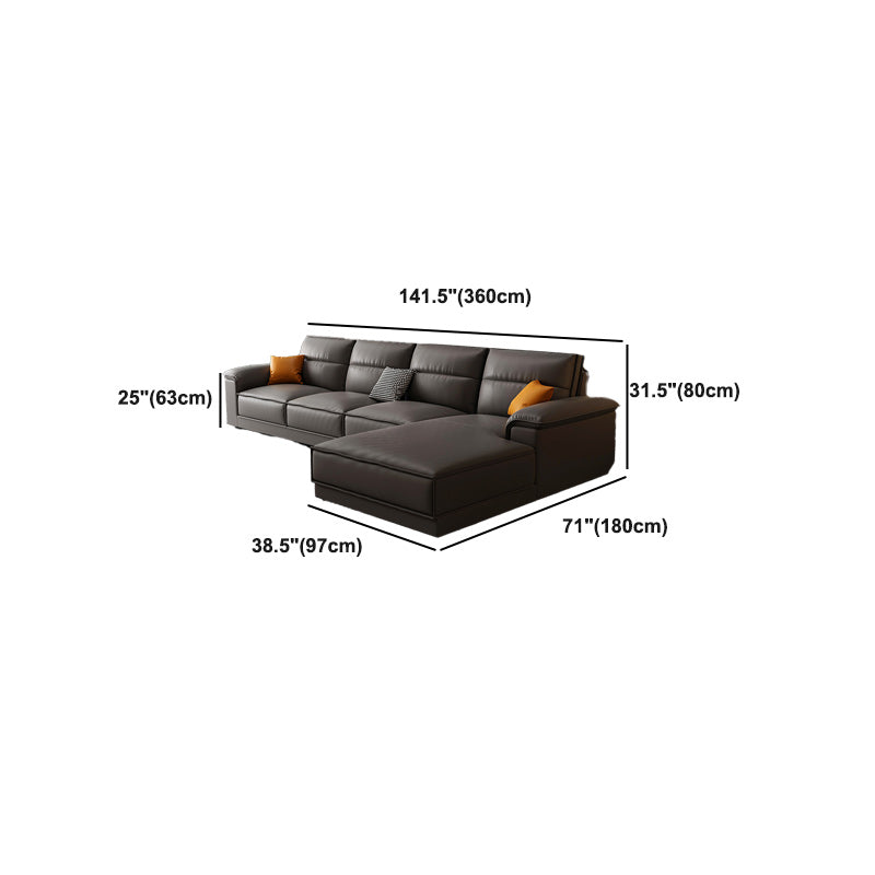 70.87" Faux Leather Pillow Top Arm Sectionals - Grey Sectional Couch