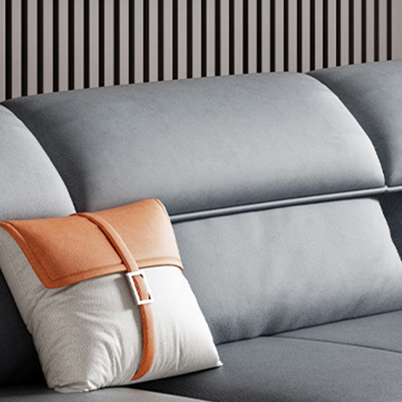 Grey Faux Leather Sectionals 34.6" H Flared Arm Sectionals for Living Room