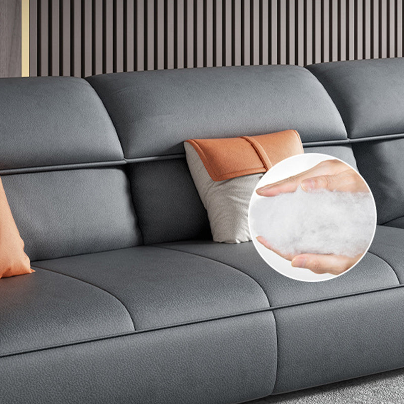 Grey Faux Leather Sectionals 34.6" H Flared Arm Sectionals for Living Room