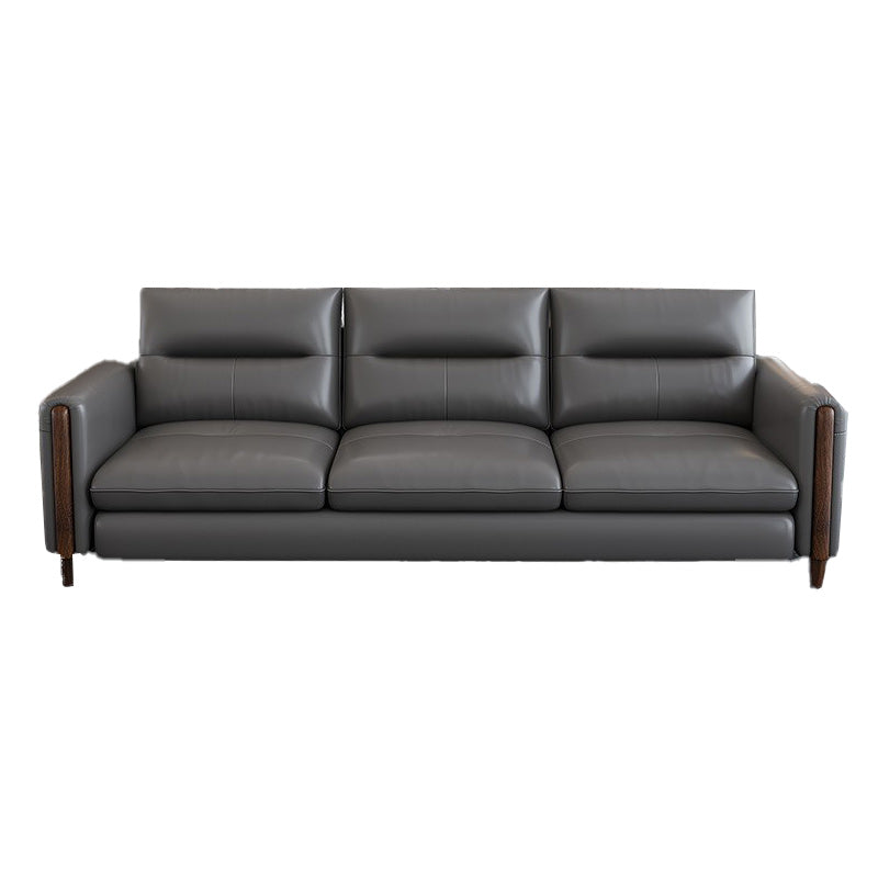 Contemporary Stain-Resistant Genuine Leather Light-grey Sofa & Chaise