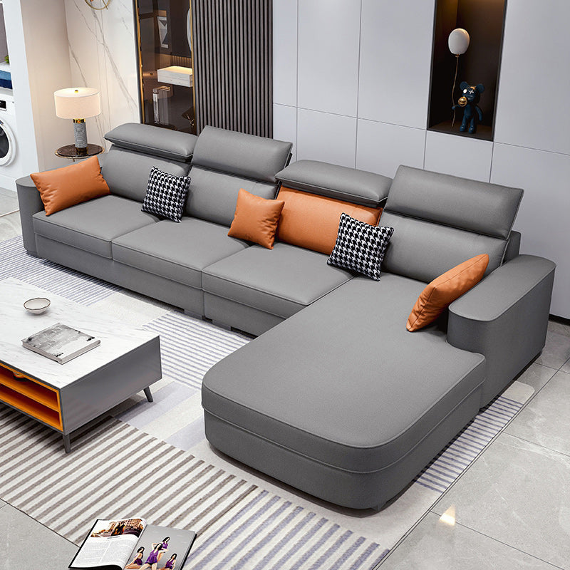 Scandinavian Pillowed Back Cushions Stain-Resistant Faux Leather Sofa