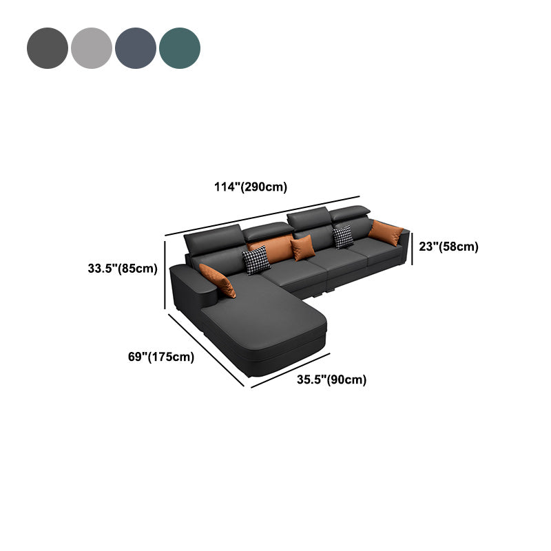 Scandinavian Pillowed Back Cushions Stain-Resistant Faux Leather Sofa