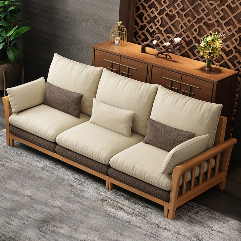 Flared Arm Sectional Sofa, Removable Cushions with Wooden Legs