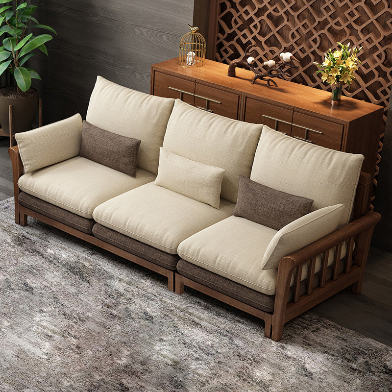 Flared Arm Sectional Sofa, Removable Cushions with Wooden Legs