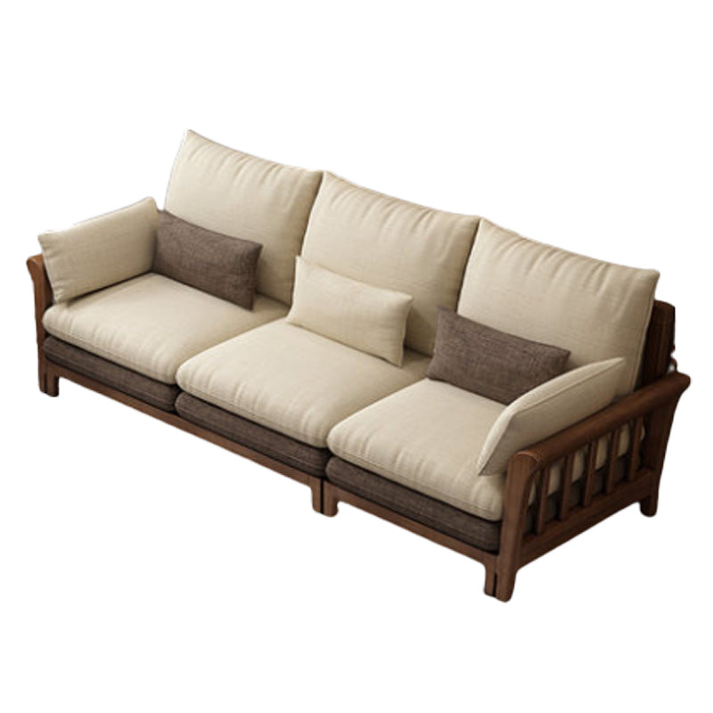 Flared Arm Sectional Sofa, Removable Cushions with Wooden Legs